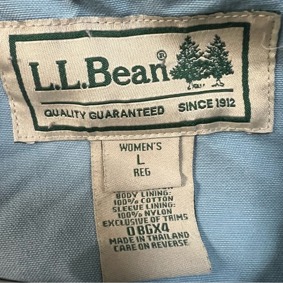 Vintage LL Bean Women Large Light Blue Barn Work Coat Jacket Corduroy Collar - Picture 3 of 13